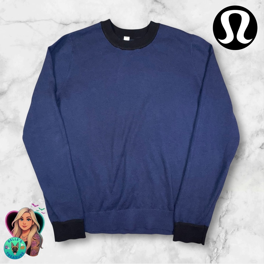 Lululemon Sweater Women's 6 Navy Blue Silk Blend Crewneck Long Sleeve‎ Knit Top